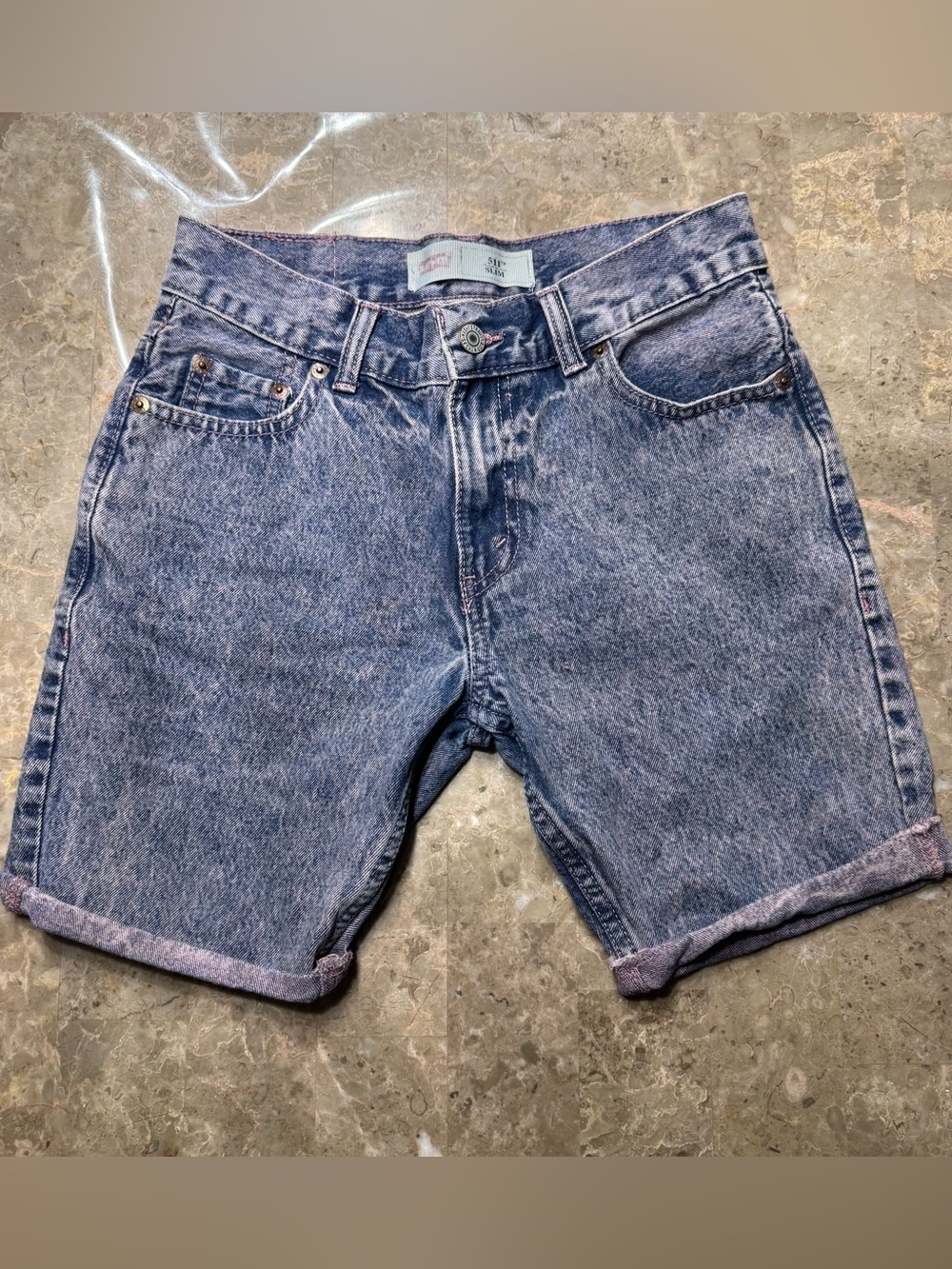 Boys Levi's 511 Slim purple acid-wash denim jean shorts size 14
Like new